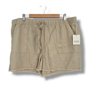 a.n.a Women's Casual Drawstring Linen-Blend Shorts in Beige